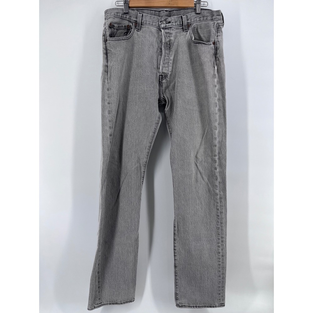 Levis 501 Original Fit Grey Straight Leg Button Denim Jeans W34 L34 Chic Casual